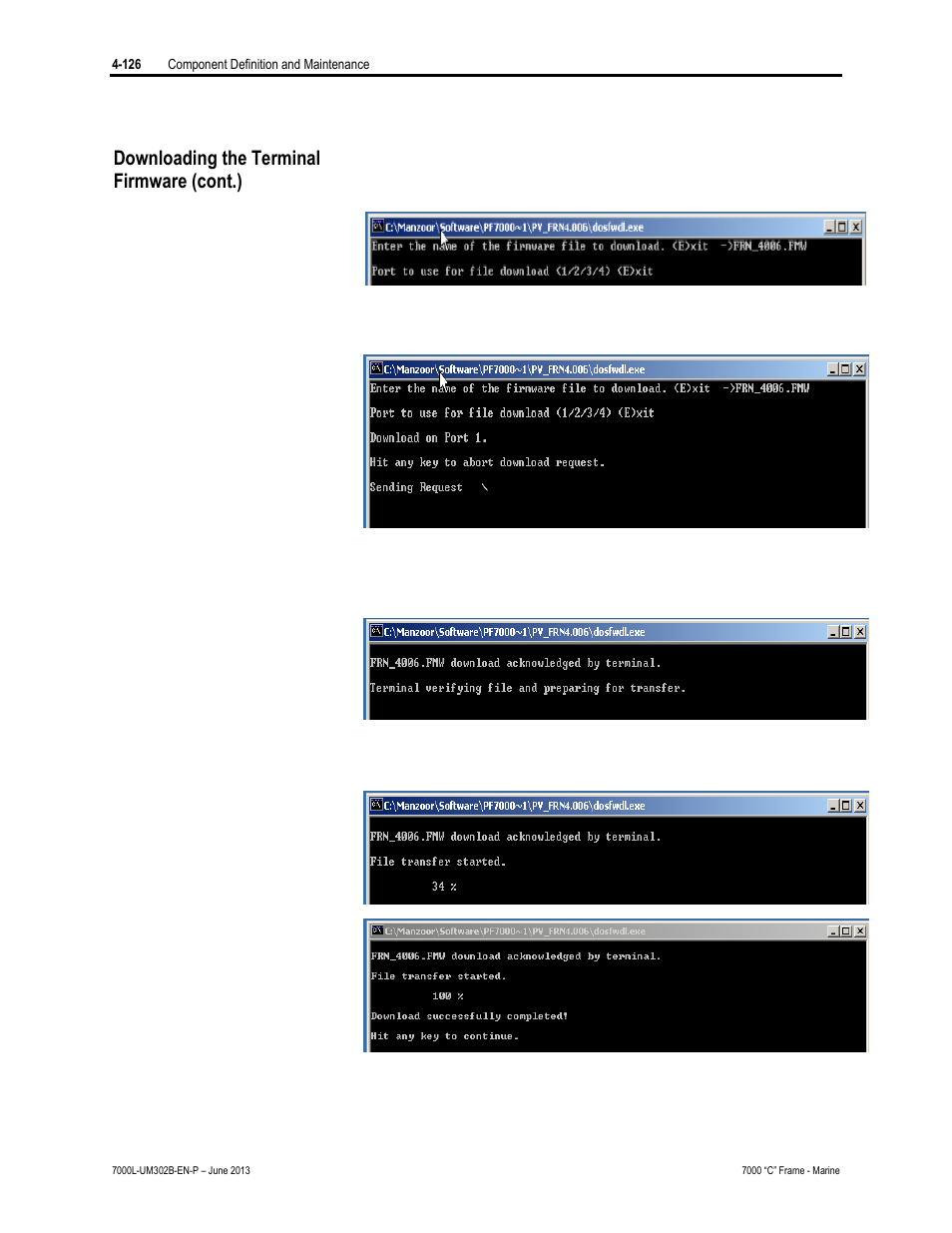 Downloading the terminal firmware (cont.) | Rockwell Automation 7000L PowerFlex 7000 Medium Voltage AC Drive C Frame - Marine User Manual | Page 302 / 350