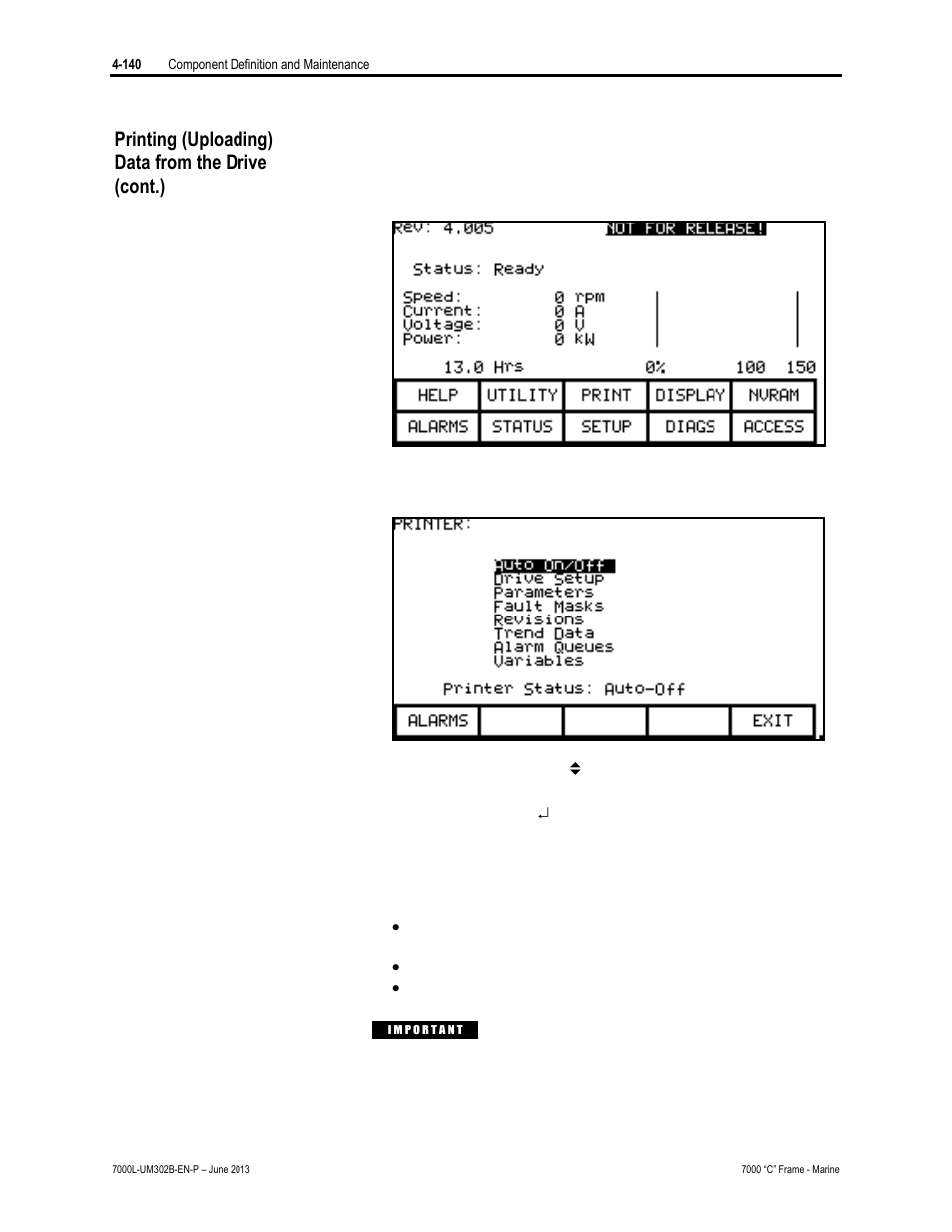 Printing (uploading) data from the drive (cont.) | Rockwell Automation 7000L PowerFlex 7000 Medium Voltage AC Drive C Frame - Marine User Manual | Page 316 / 350