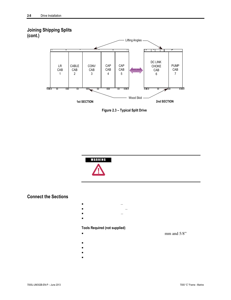 Joining shipping splits (cont.) | Rockwell Automation 7000L PowerFlex 7000 Medium Voltage AC Drive C Frame - Marine User Manual | Page 38 / 350