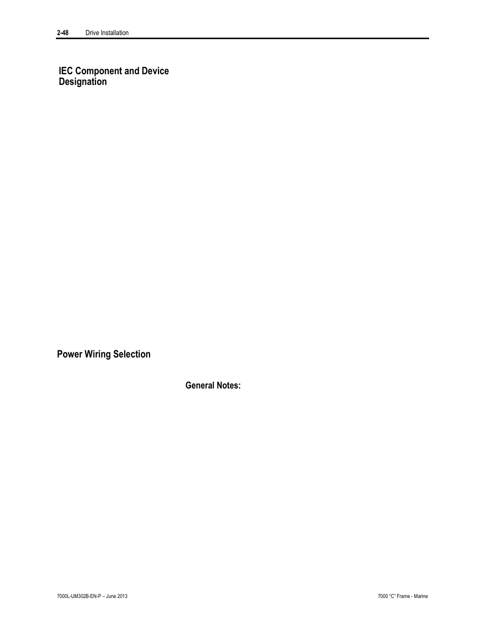 Power wiring selection, Iec component and device designation | Rockwell Automation 7000L PowerFlex 7000 Medium Voltage AC Drive C Frame - Marine User Manual | Page 78 / 350