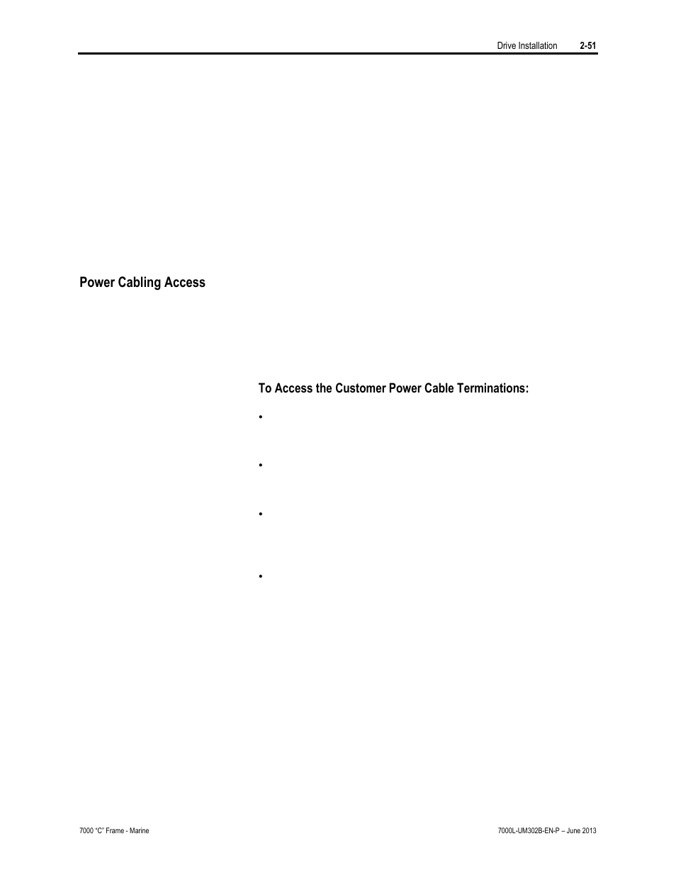 Power cabling access | Rockwell Automation 7000L PowerFlex 7000 Medium Voltage AC Drive C Frame - Marine User Manual | Page 81 / 350