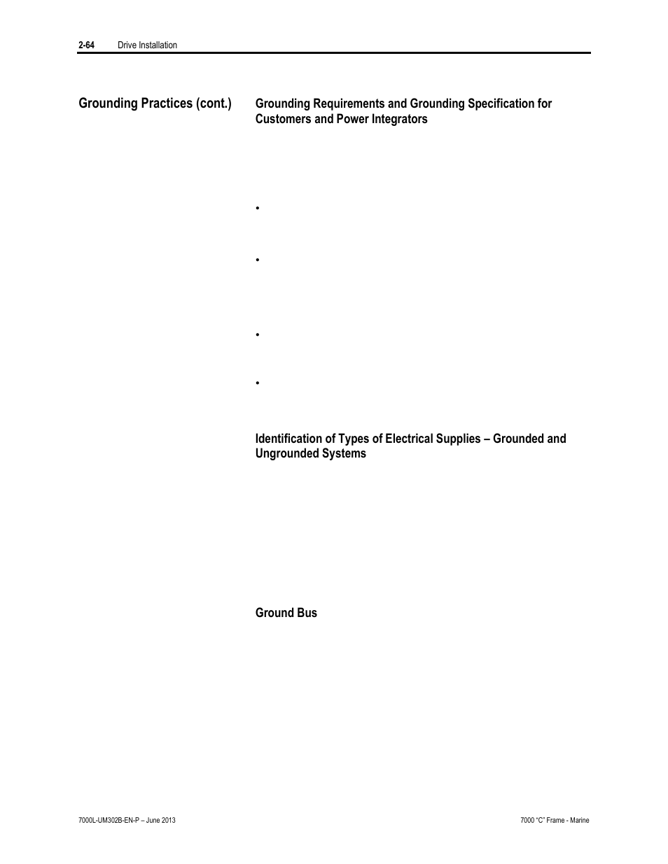 Grounding practices (cont.) | Rockwell Automation 7000L PowerFlex 7000 Medium Voltage AC Drive C Frame - Marine User Manual | Page 94 / 350