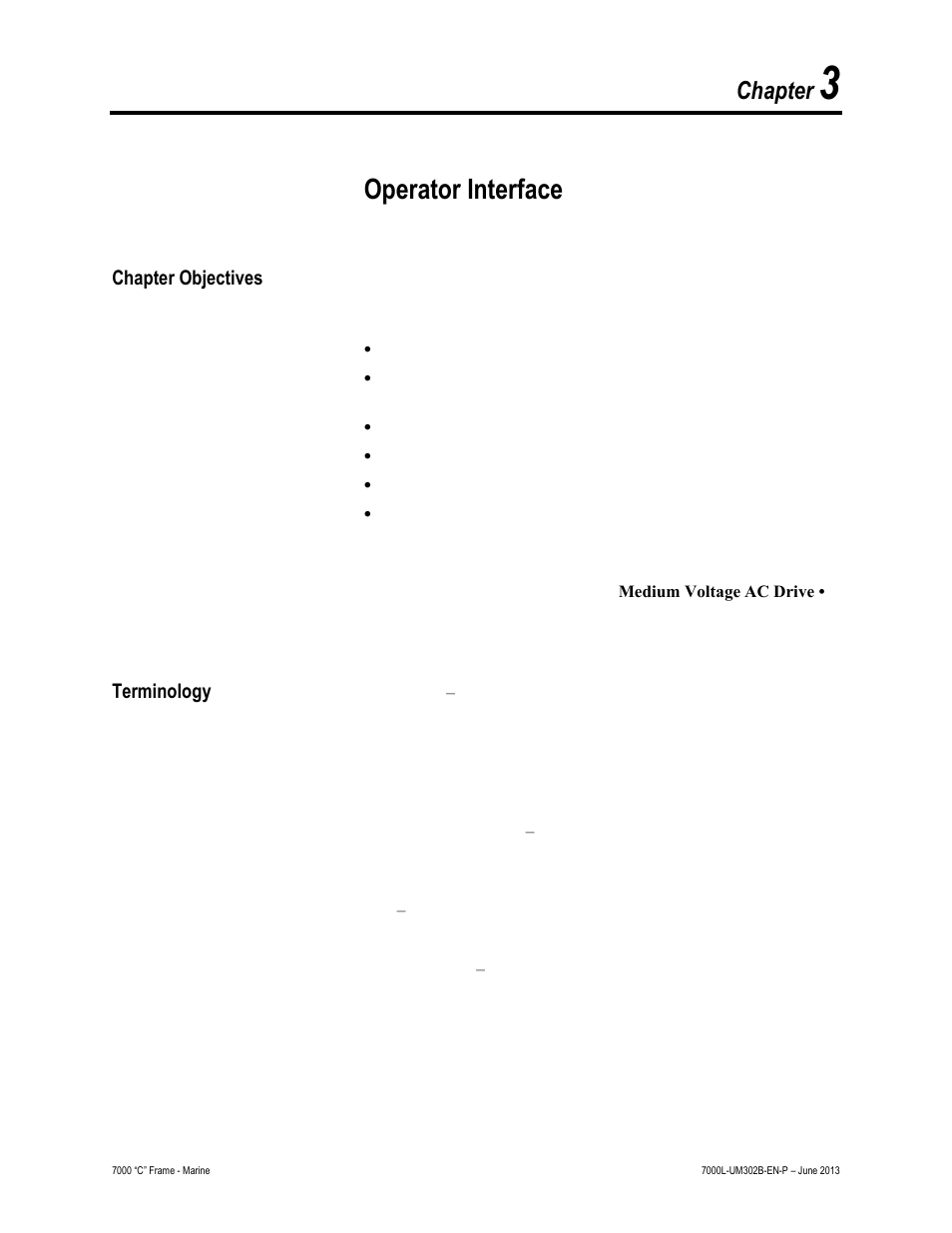 Operator interface, Chapter | Rockwell Automation 7000L PowerFlex 7000 Medium Voltage AC Drive C Frame - Marine User Manual | Page 97 / 350