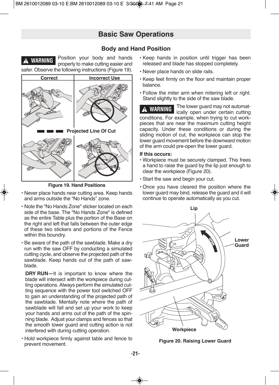 Basic saw operations | Bosch 4310 User Manual | Page 21 / 120