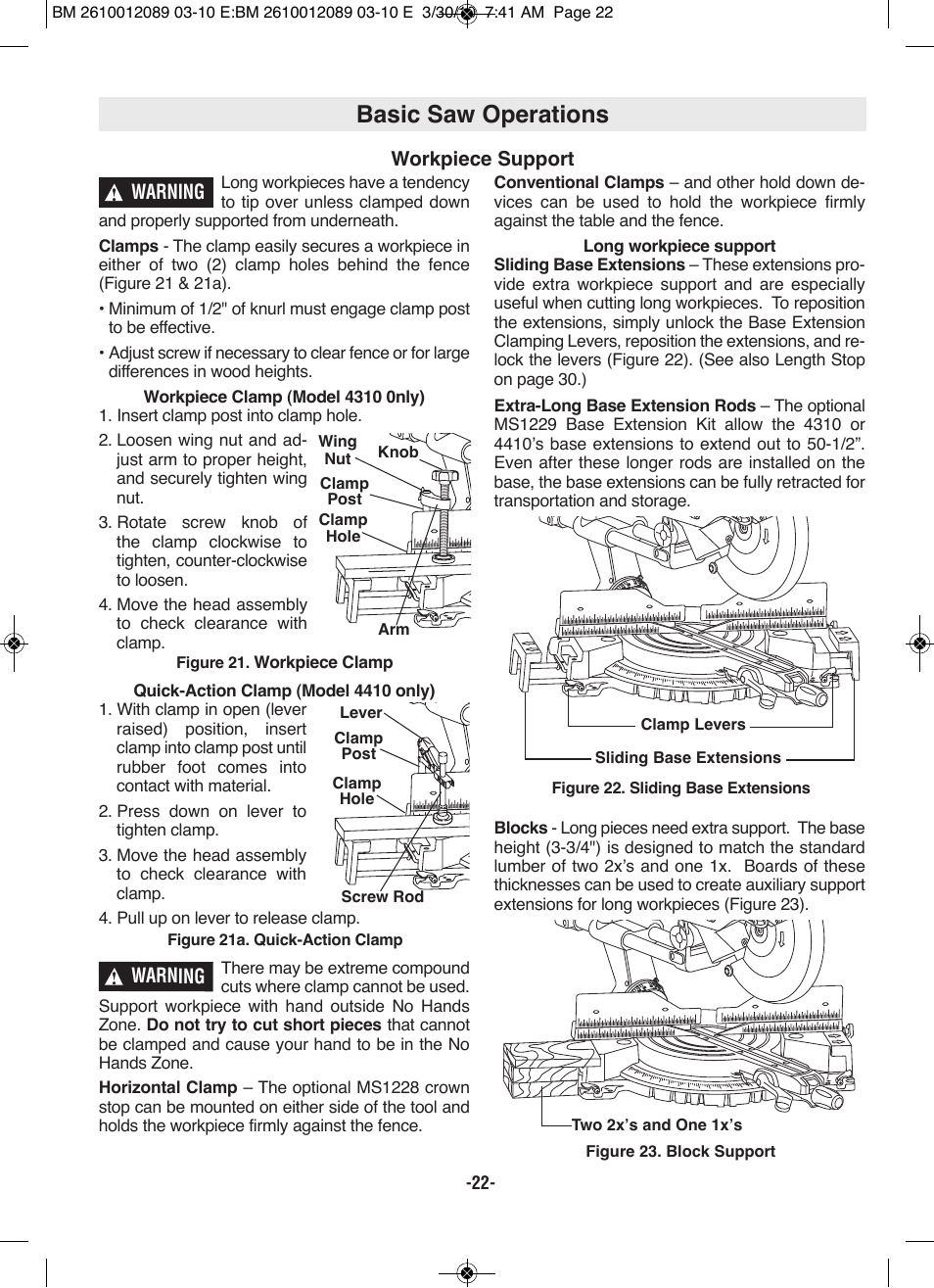 Basic saw operations | Bosch 4310 User Manual | Page 22 / 120