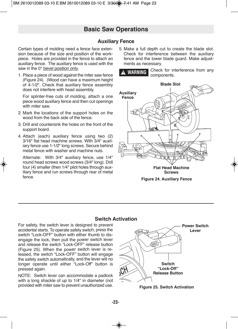 Basic saw operations | Bosch 4310 User Manual | Page 23 / 120