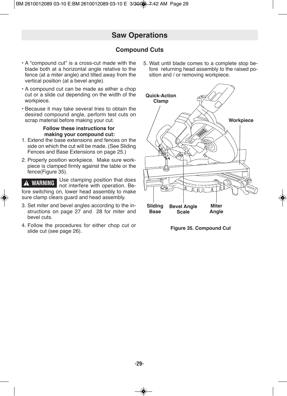 Saw operations | Bosch 4310 User Manual | Page 29 / 120