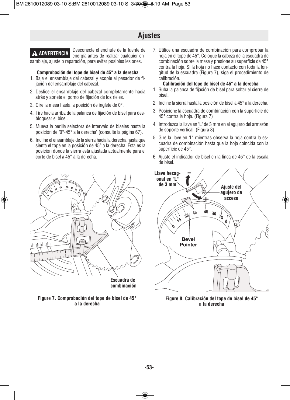 Ajustes | Bosch 4310 User Manual | Page 53 / 120