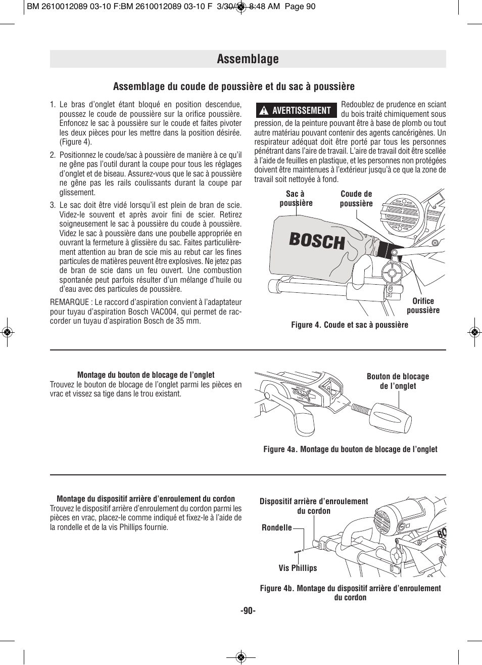 Assemblage | Bosch 4310 User Manual | Page 90 / 120