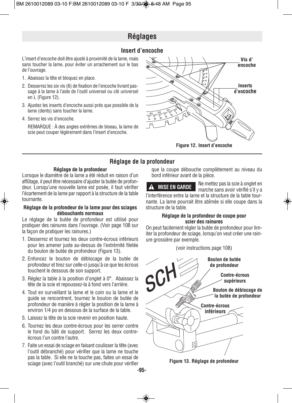 Réglages | Bosch 4310 User Manual | Page 95 / 120