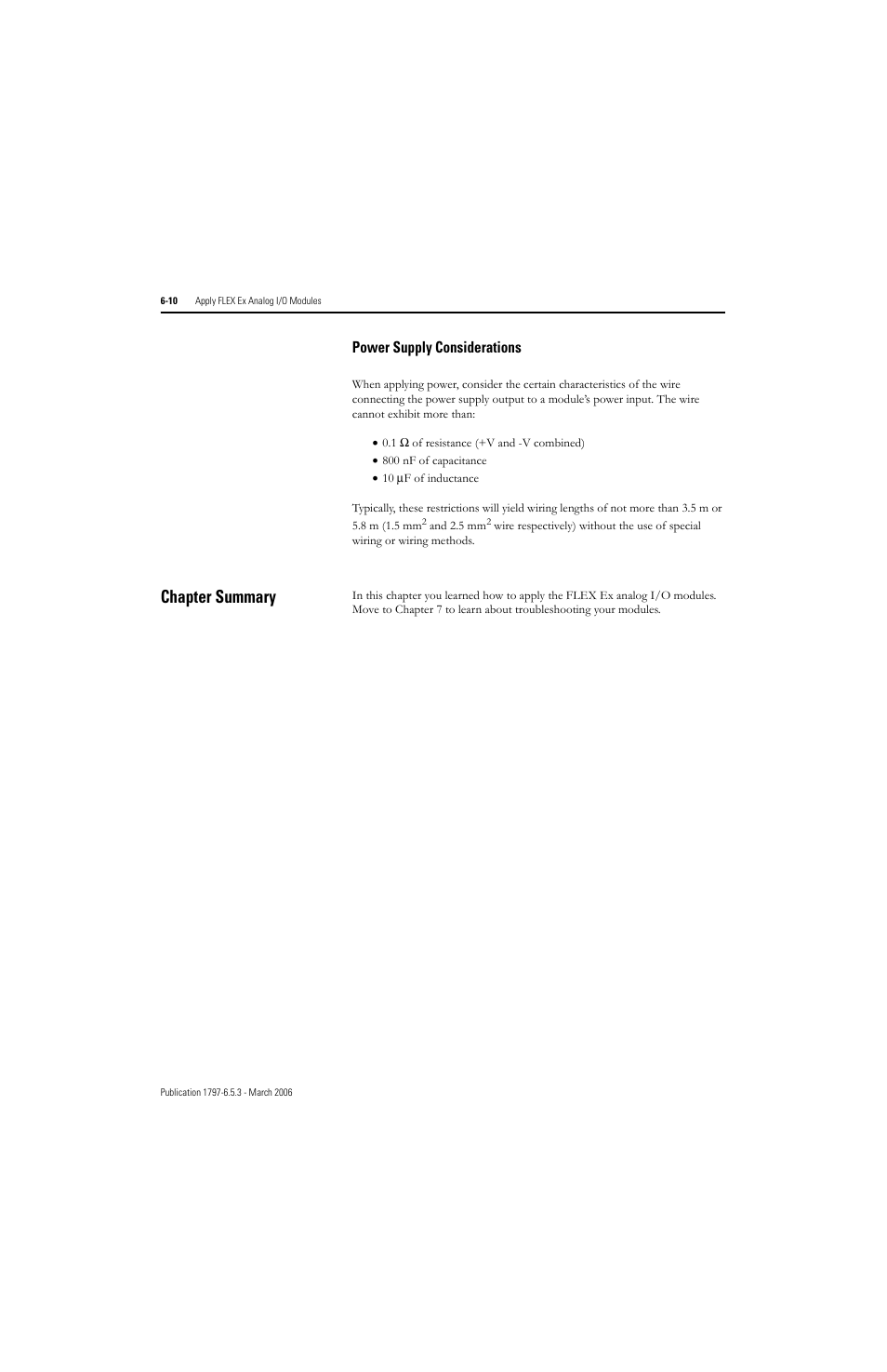 Chapter summary, Power supply considerations -10, Chapter summary -10 | Rockwell Automation 1797-OE8H FLEX Ex HART Analog Modules User Manual User Manual | Page 108 / 196