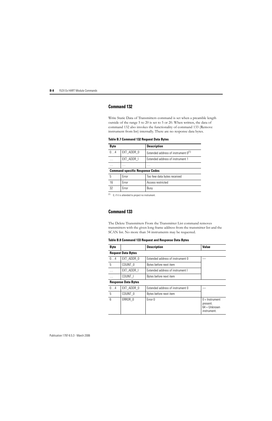 Command 132, Command 133 | Rockwell Automation 1797-OE8H FLEX Ex HART Analog Modules User Manual User Manual | Page 132 / 196