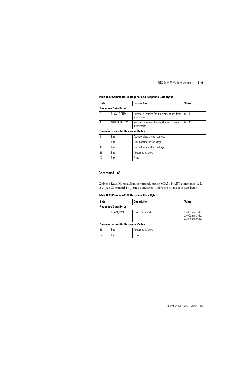 Command 146 | Rockwell Automation 1797-OE8H FLEX Ex HART Analog Modules User Manual User Manual | Page 143 / 196