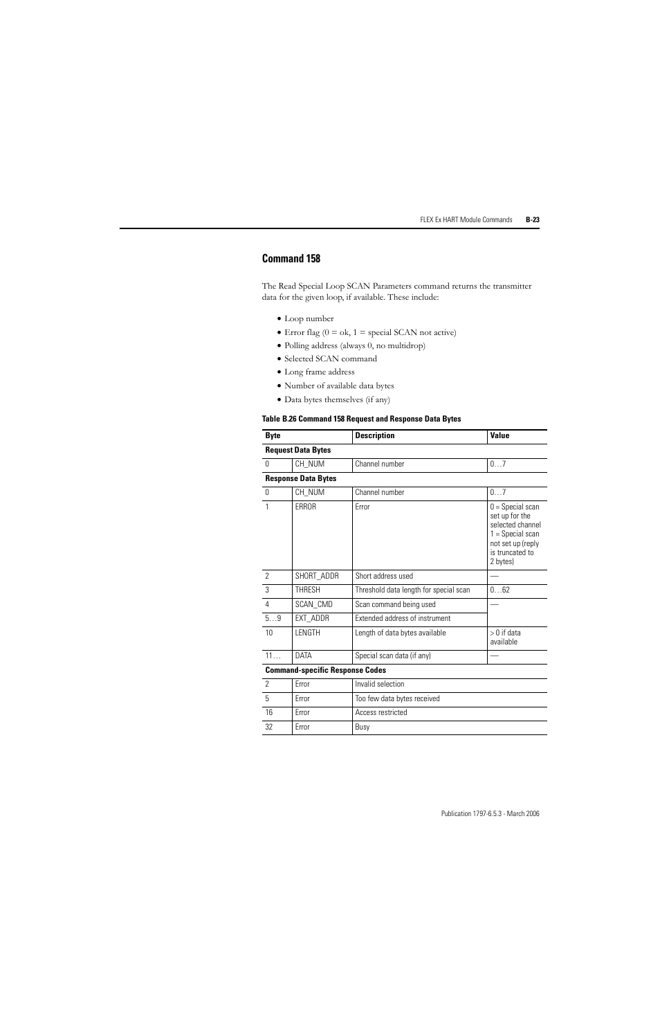 Command 158 | Rockwell Automation 1797-OE8H FLEX Ex HART Analog Modules User Manual User Manual | Page 147 / 196