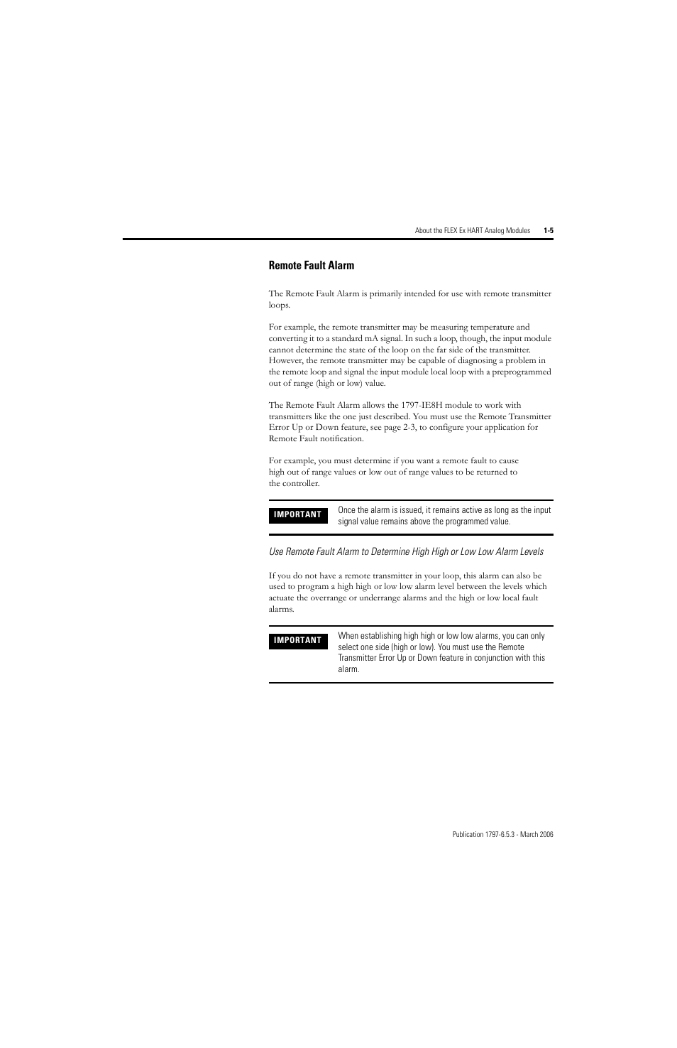 Remote fault alarm -5, Remote fault alarm | Rockwell Automation 1797-OE8H FLEX Ex HART Analog Modules User Manual User Manual | Page 19 / 196