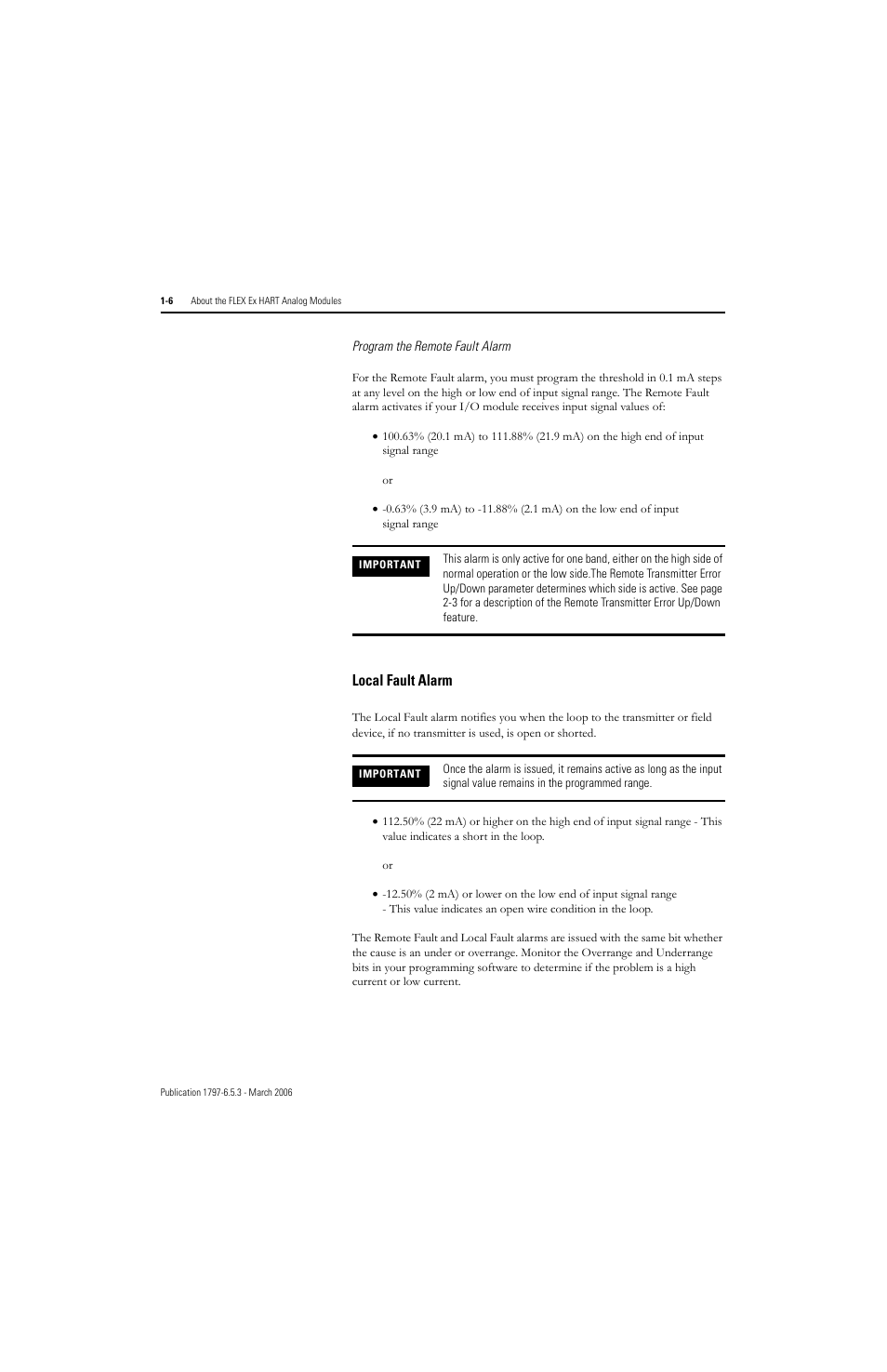 Local fault alarm -6 | Rockwell Automation 1797-OE8H FLEX Ex HART Analog Modules User Manual User Manual | Page 20 / 196