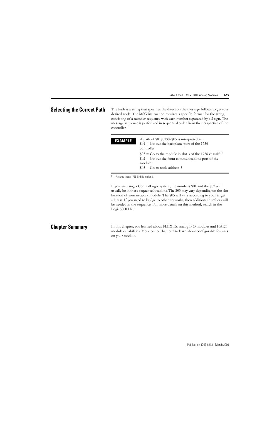 Selecting the correct path, Chapter summary, Selecting the correct path -15 chapter summary -15 | Rockwell Automation 1797-OE8H FLEX Ex HART Analog Modules User Manual User Manual | Page 29 / 196