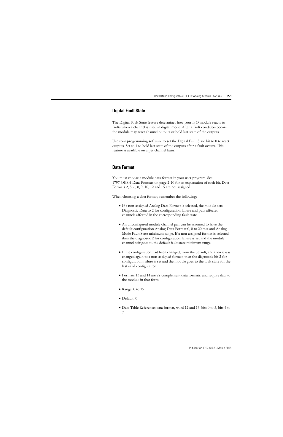 Digital fault state -9 data format -9 | Rockwell Automation 1797-OE8H FLEX Ex HART Analog Modules User Manual User Manual | Page 39 / 196