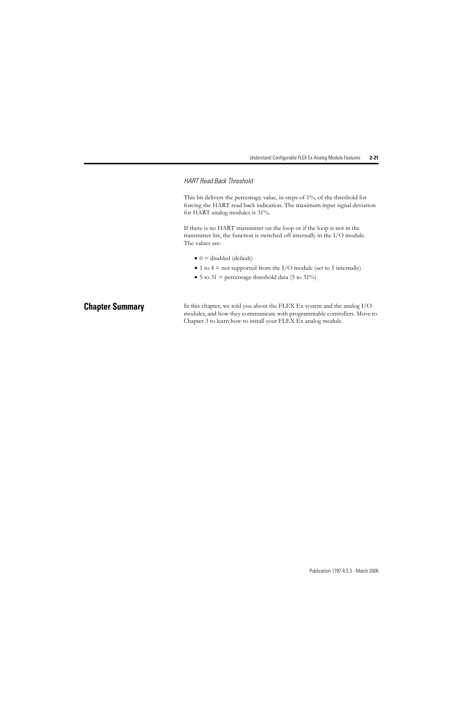 Chapter summary, Chapter summary -21 | Rockwell Automation 1797-OE8H FLEX Ex HART Analog Modules User Manual User Manual | Page 51 / 196