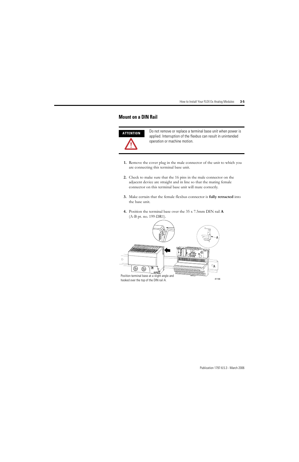Mount on a din rail -5, Mount on a din rail | Rockwell Automation 1797-OE8H FLEX Ex HART Analog Modules User Manual User Manual | Page 57 / 196