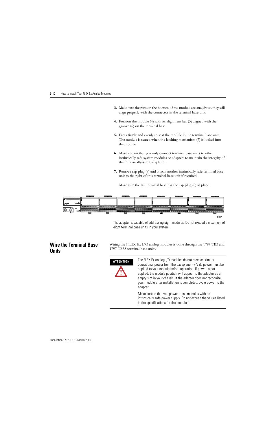 Wire the terminal base units, Wire the terminal base units -10 | Rockwell Automation 1797-OE8H FLEX Ex HART Analog Modules User Manual User Manual | Page 62 / 196