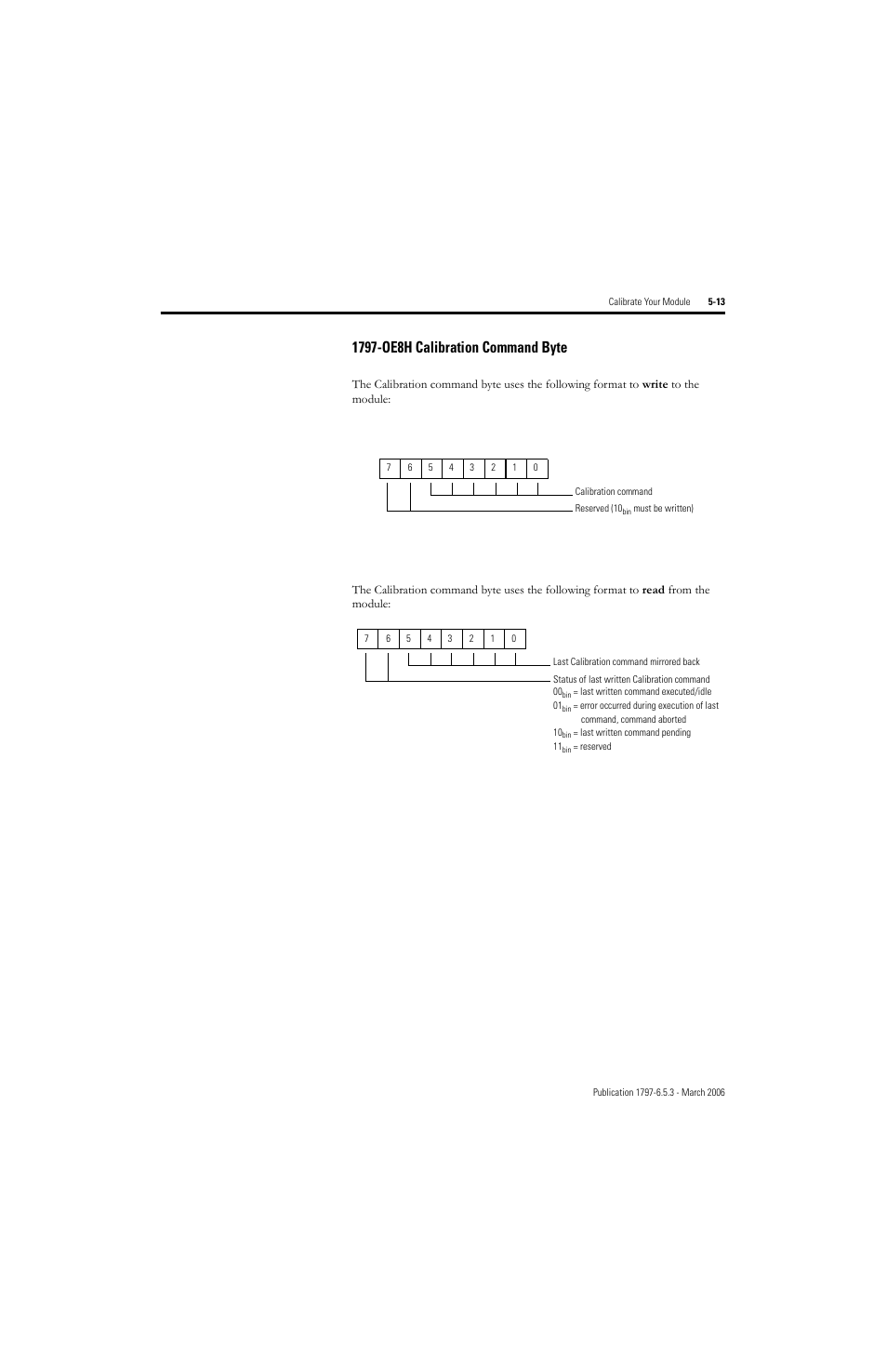 1797-oe8h calibration command byte -13, 1797-oe8h calibration command byte | Rockwell Automation 1797-OE8H FLEX Ex HART Analog Modules User Manual User Manual | Page 89 / 196