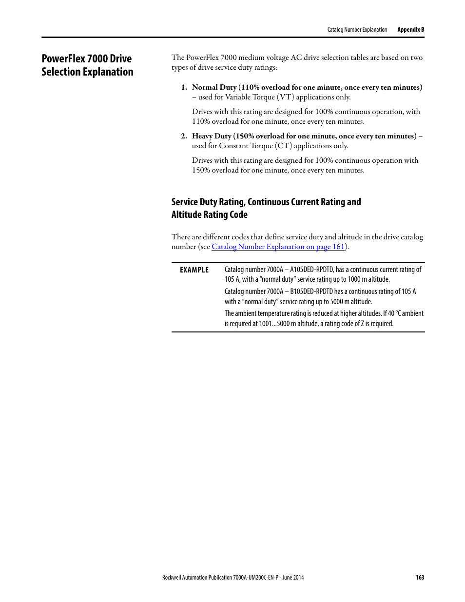 Powerflex 7000 drive selection explanation | Rockwell Automation 7000A PowerFlex Medium Voltage AC Drive (A Frame) - ForGe Control User Manual | Page 163 / 208