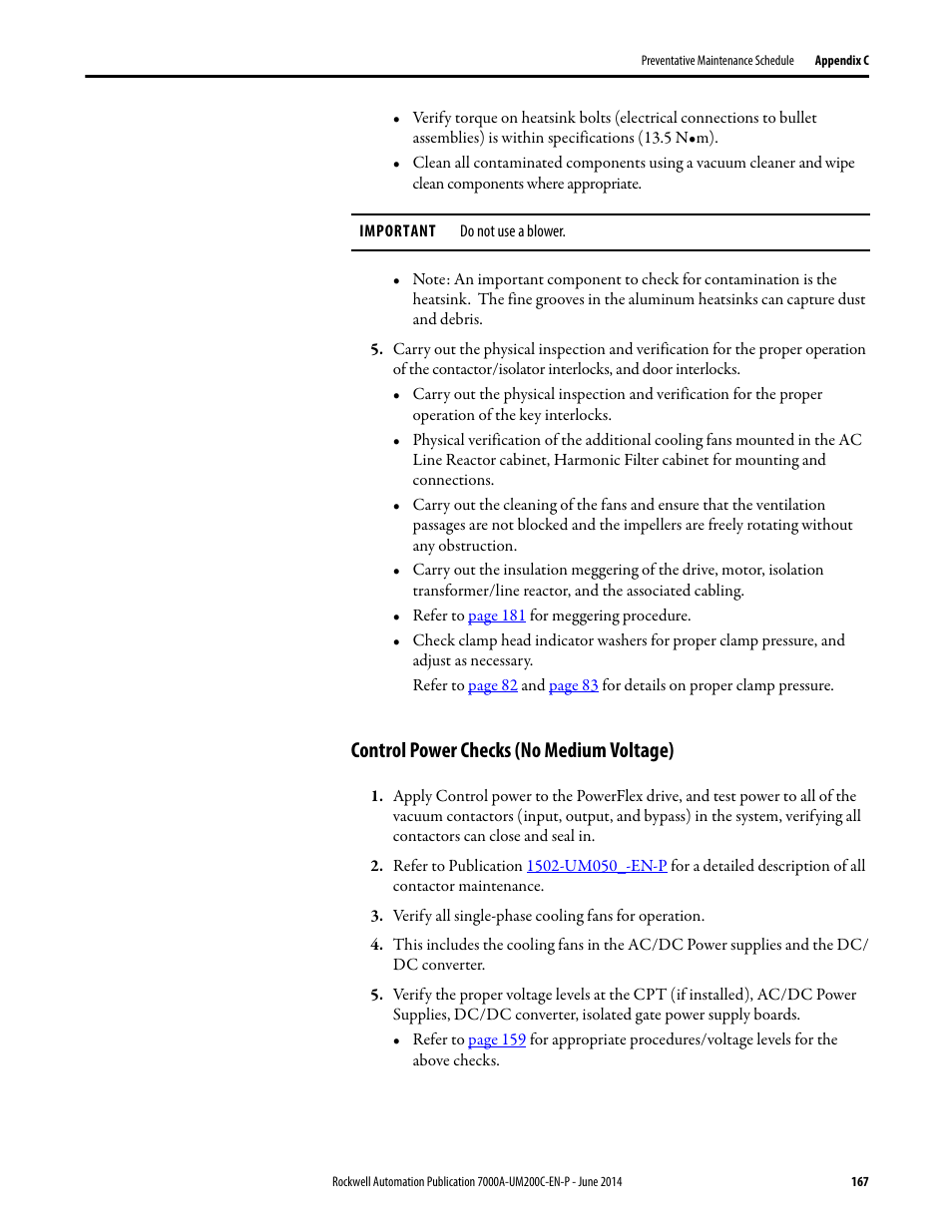 Control power checks (no medium voltage) | Rockwell Automation 7000A PowerFlex Medium Voltage AC Drive (A Frame) - ForGe Control User Manual | Page 167 / 208