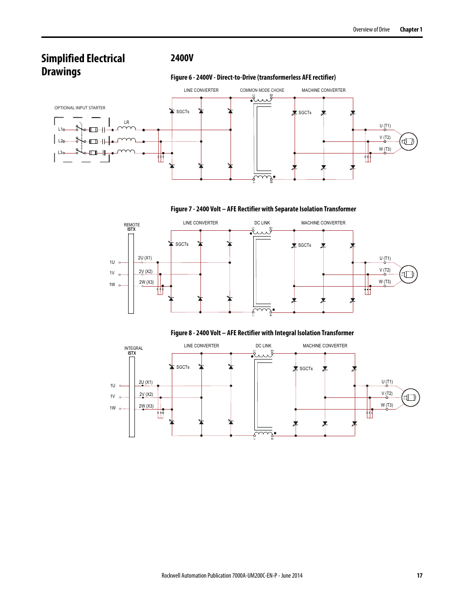 Simplified electrical drawings, 2400v | Rockwell Automation 7000A PowerFlex Medium Voltage AC Drive (A Frame) - ForGe Control User Manual | Page 17 / 208