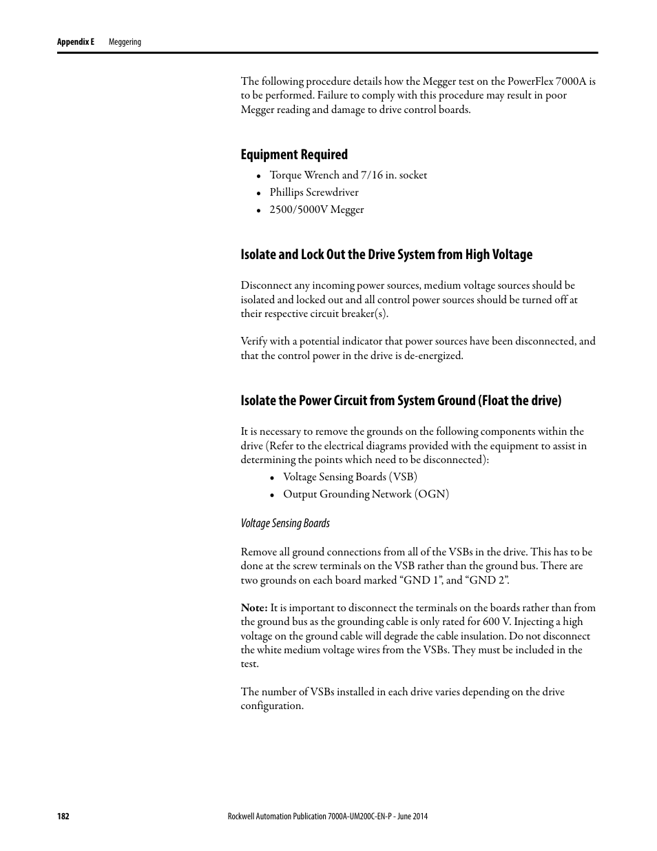 Equipment required | Rockwell Automation 7000A PowerFlex Medium Voltage AC Drive (A Frame) - ForGe Control User Manual | Page 182 / 208