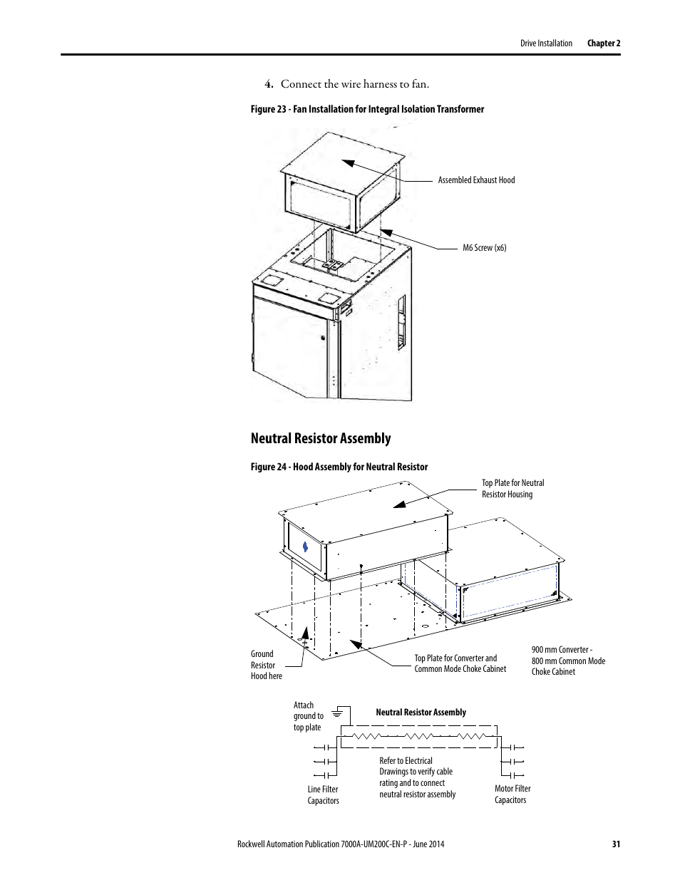 Neutral resistor assembly | Rockwell Automation 7000A PowerFlex Medium Voltage AC Drive (A Frame) - ForGe Control User Manual | Page 31 / 208