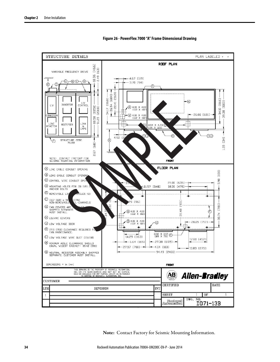 Sample | Rockwell Automation 7000A PowerFlex Medium Voltage AC Drive (A Frame) - ForGe Control User Manual | Page 34 / 208