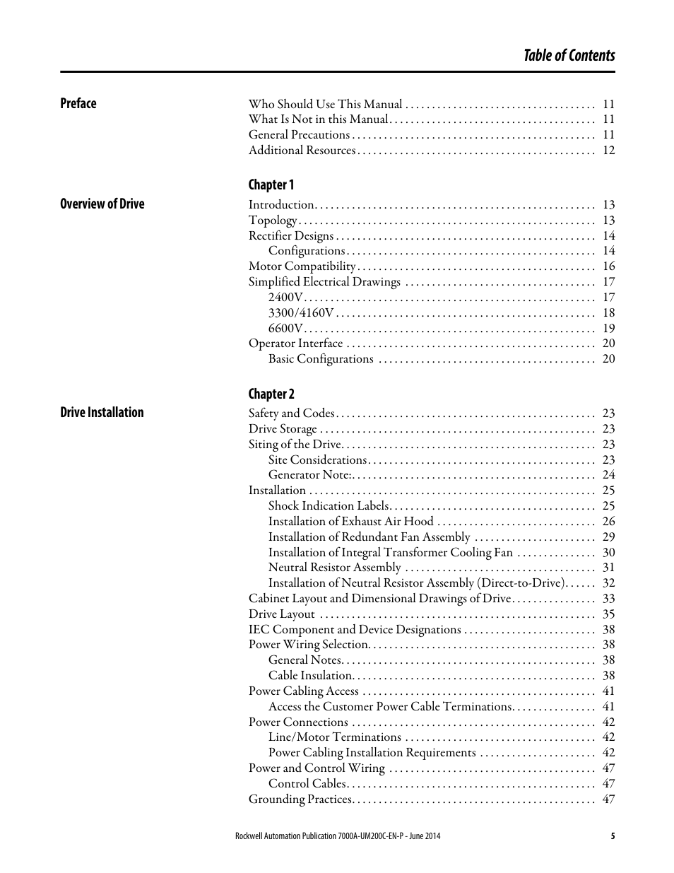 Rockwell Automation 7000A PowerFlex Medium Voltage AC Drive (A Frame) - ForGe Control User Manual | Page 5 / 208