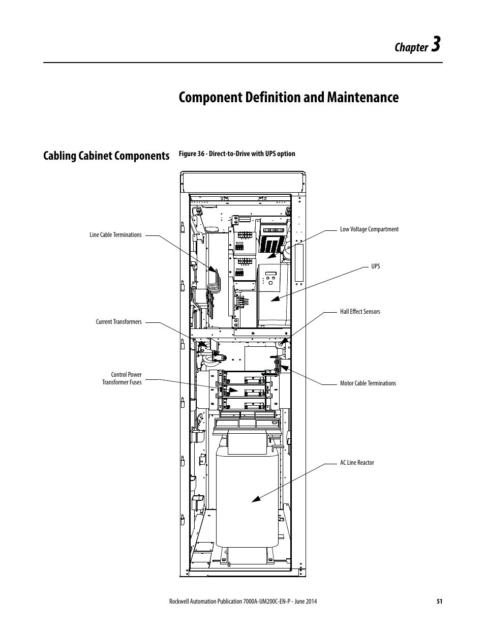 3 - component definition and maintenance, Cabling cabinet components, Component definition and maintenance | Chapter | Rockwell Automation 7000A PowerFlex Medium Voltage AC Drive (A Frame) - ForGe Control User Manual | Page 51 / 208