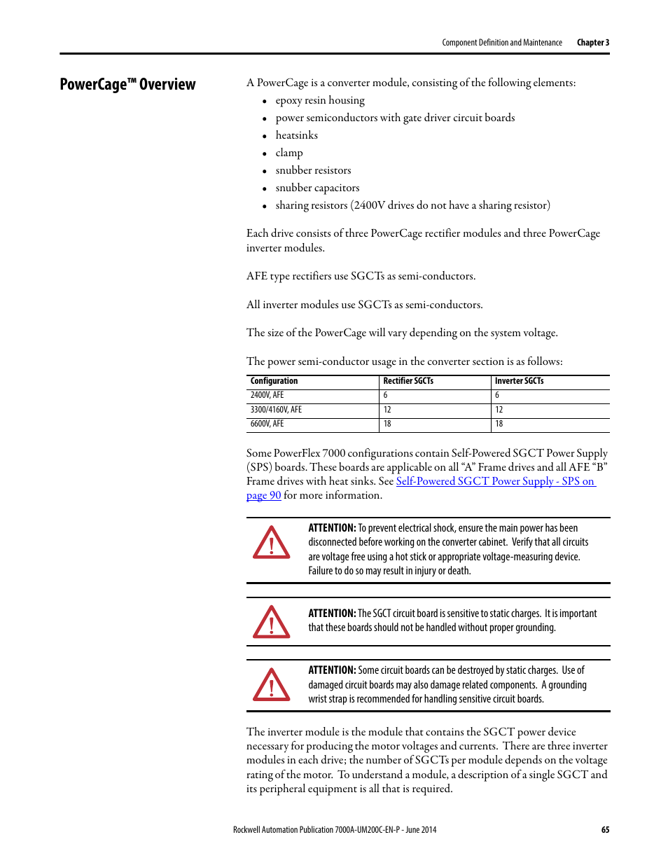 Powercage™ overview | Rockwell Automation 7000A PowerFlex Medium Voltage AC Drive (A Frame) - ForGe Control User Manual | Page 65 / 208