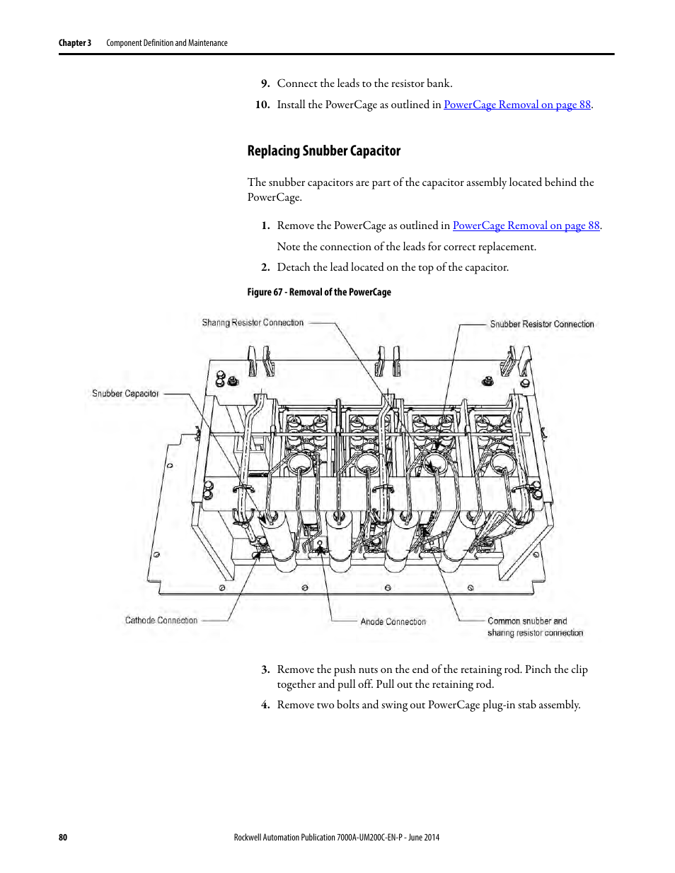 Replacing snubber capacitor | Rockwell Automation 7000A PowerFlex Medium Voltage AC Drive (A Frame) - ForGe Control User Manual | Page 80 / 208