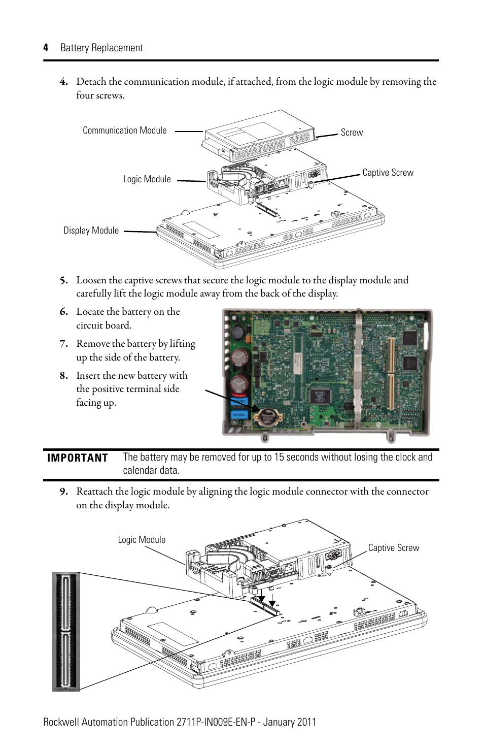 Rockwell Automation 2711P-RY2032 Battery Replacement User Manual | Page 4 / 8