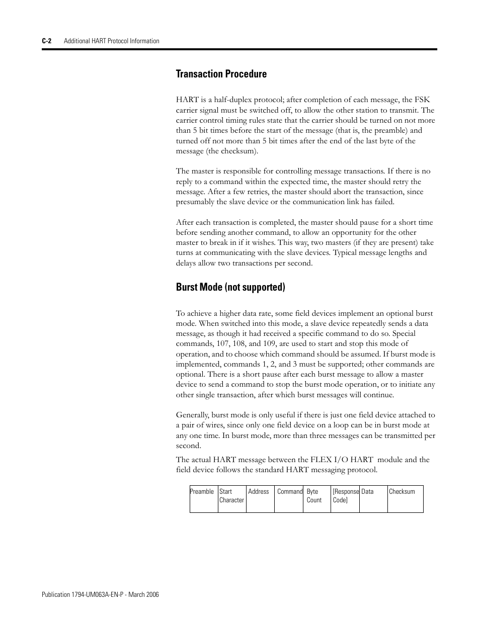 Transaction procedure, Burst mode (not supported) | Rockwell Automation 1794-OE8H FLEX I/O HART Analog Modules User Manual User Manual | Page 100 / 146