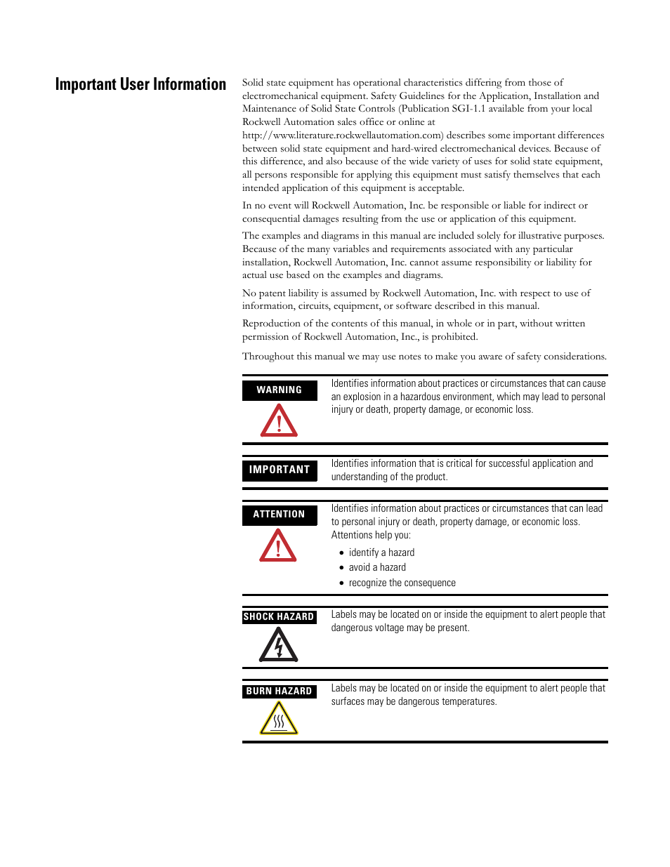 Important user information | Rockwell Automation 1794-OE8H FLEX I/O HART Analog Modules User Manual User Manual | Page 2 / 146