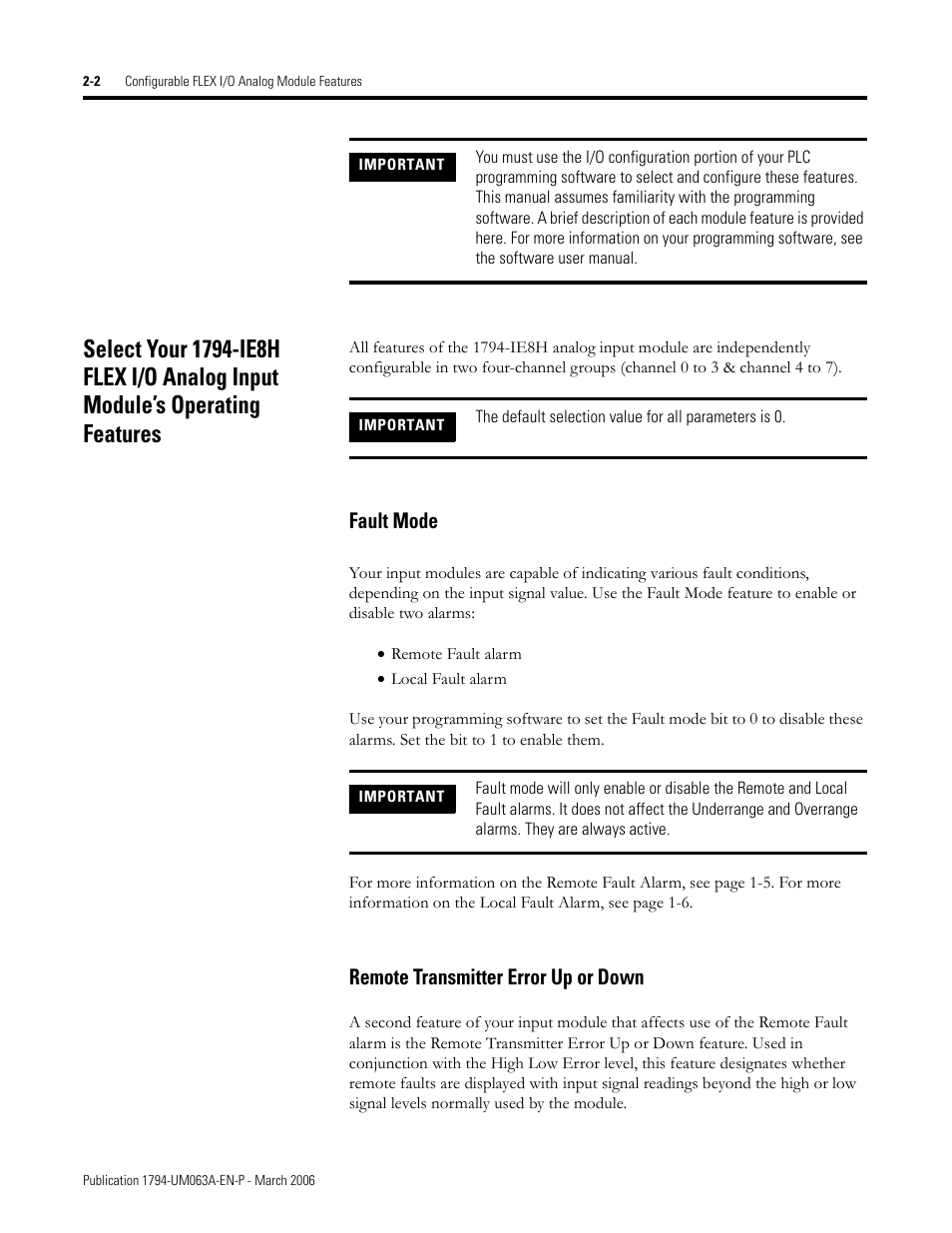 Fault mode, Remote transmitter error up or down | Rockwell Automation 1794-OE8H FLEX I/O HART Analog Modules User Manual User Manual | Page 26 / 146