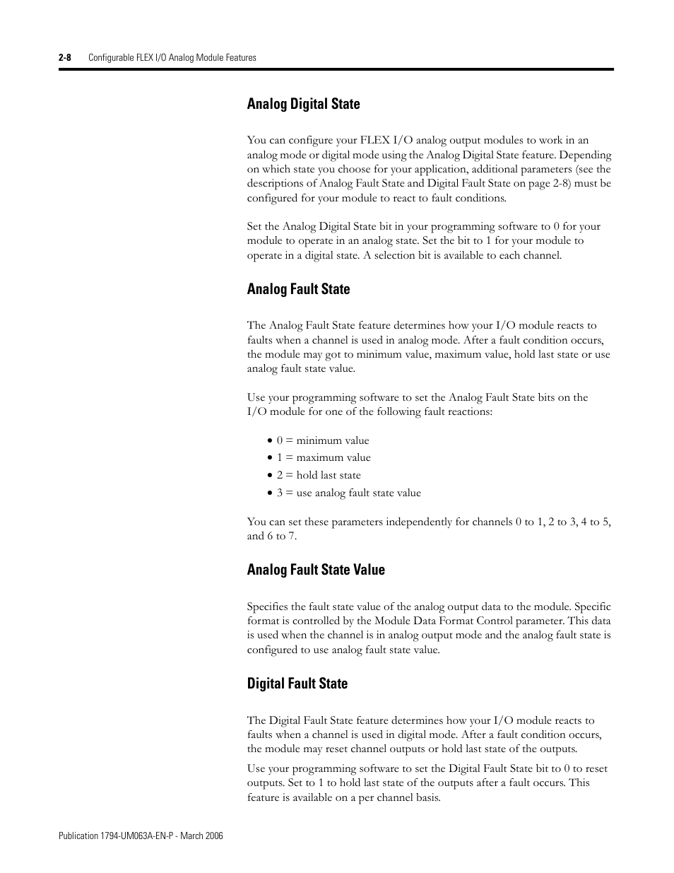 Digital fault state -8 | Rockwell Automation 1794-OE8H FLEX I/O HART Analog Modules User Manual User Manual | Page 32 / 146