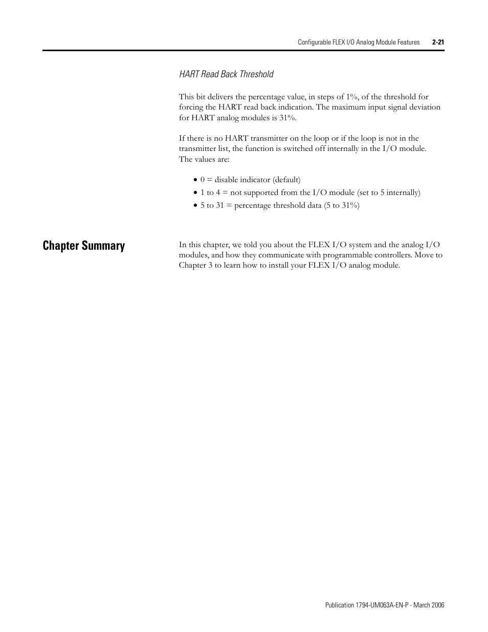 Chapter summary, Chapter summary -21 | Rockwell Automation 1794-OE8H FLEX I/O HART Analog Modules User Manual User Manual | Page 45 / 146