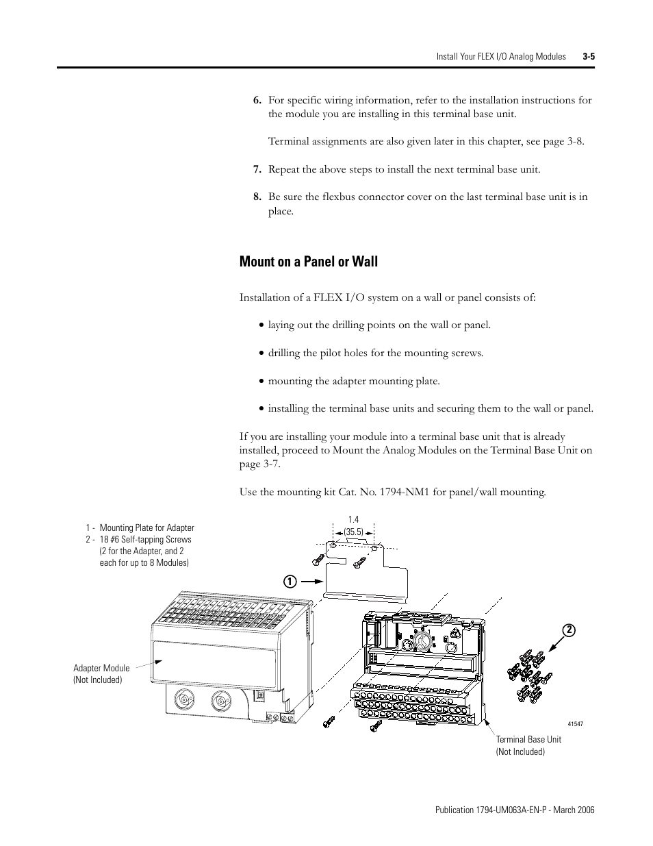 Mount on a panel or wall -5, Mount on a panel or wall | Rockwell Automation 1794-OE8H FLEX I/O HART Analog Modules User Manual User Manual | Page 51 / 146