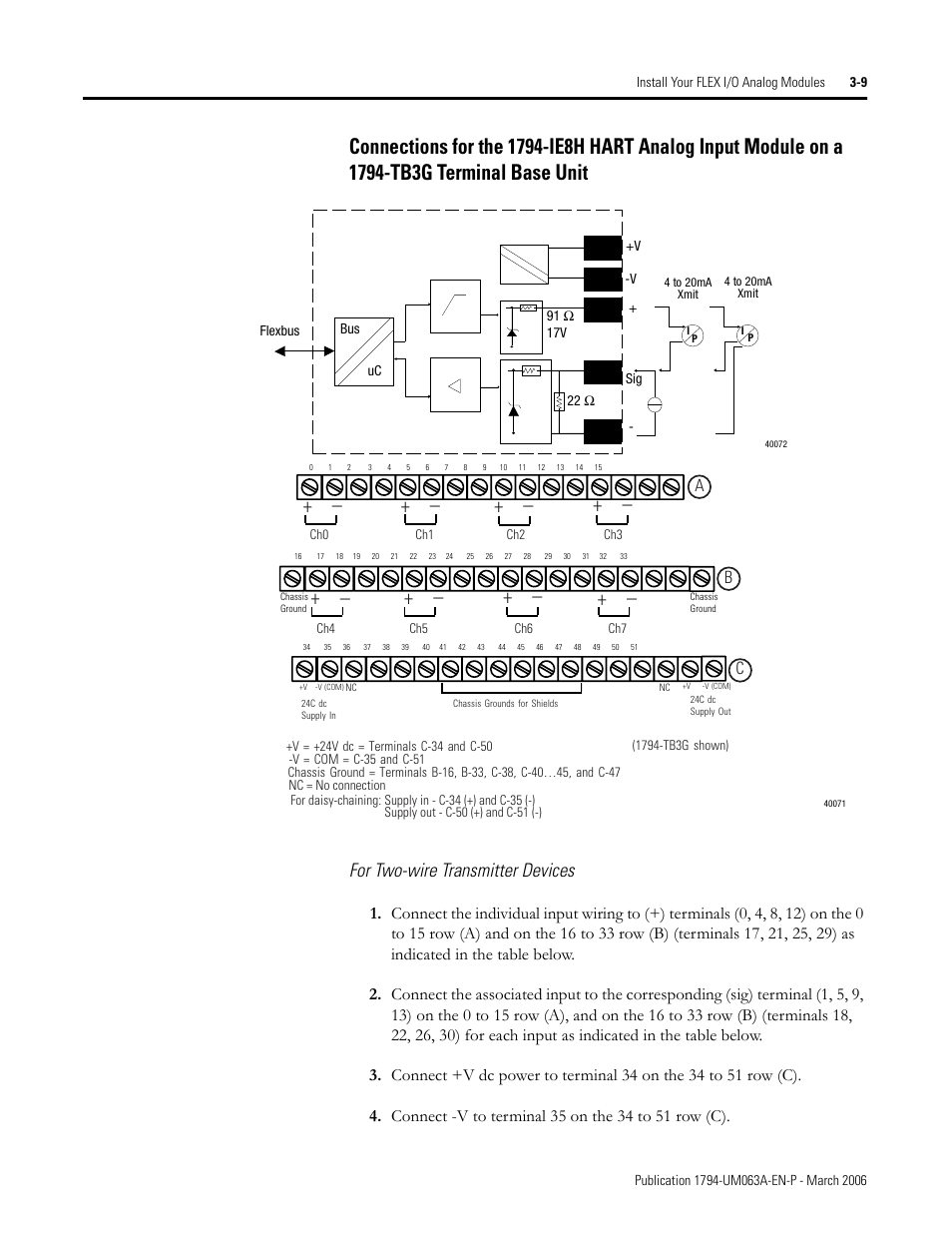 For two-wire transmitter devices | Rockwell Automation 1794-OE8H FLEX I/O HART Analog Modules User Manual User Manual | Page 55 / 146