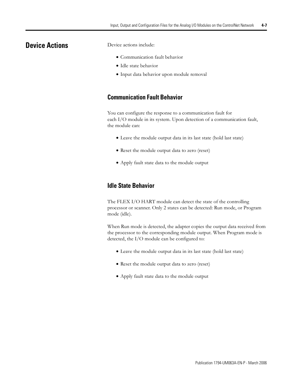 Device actions, Device actions -7 | Rockwell Automation 1794-OE8H FLEX I/O HART Analog Modules User Manual User Manual | Page 67 / 146