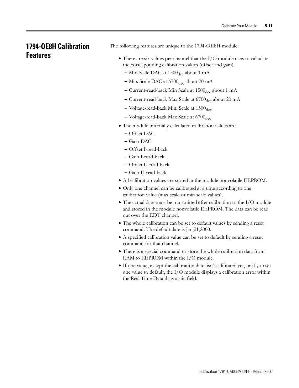 1794-oe8h calibration features, 1794-oe8h calibration features -11 | Rockwell Automation 1794-OE8H FLEX I/O HART Analog Modules User Manual User Manual | Page 79 / 146