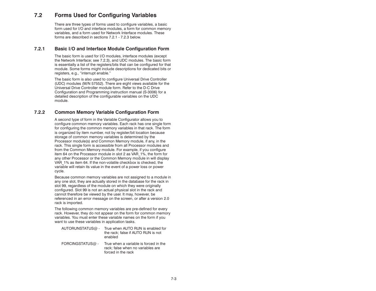 2 forms used for configuring variables | Rockwell Automation 47C626 AutoMax Programming Executive V4.2 User Manual | Page 109 / 278