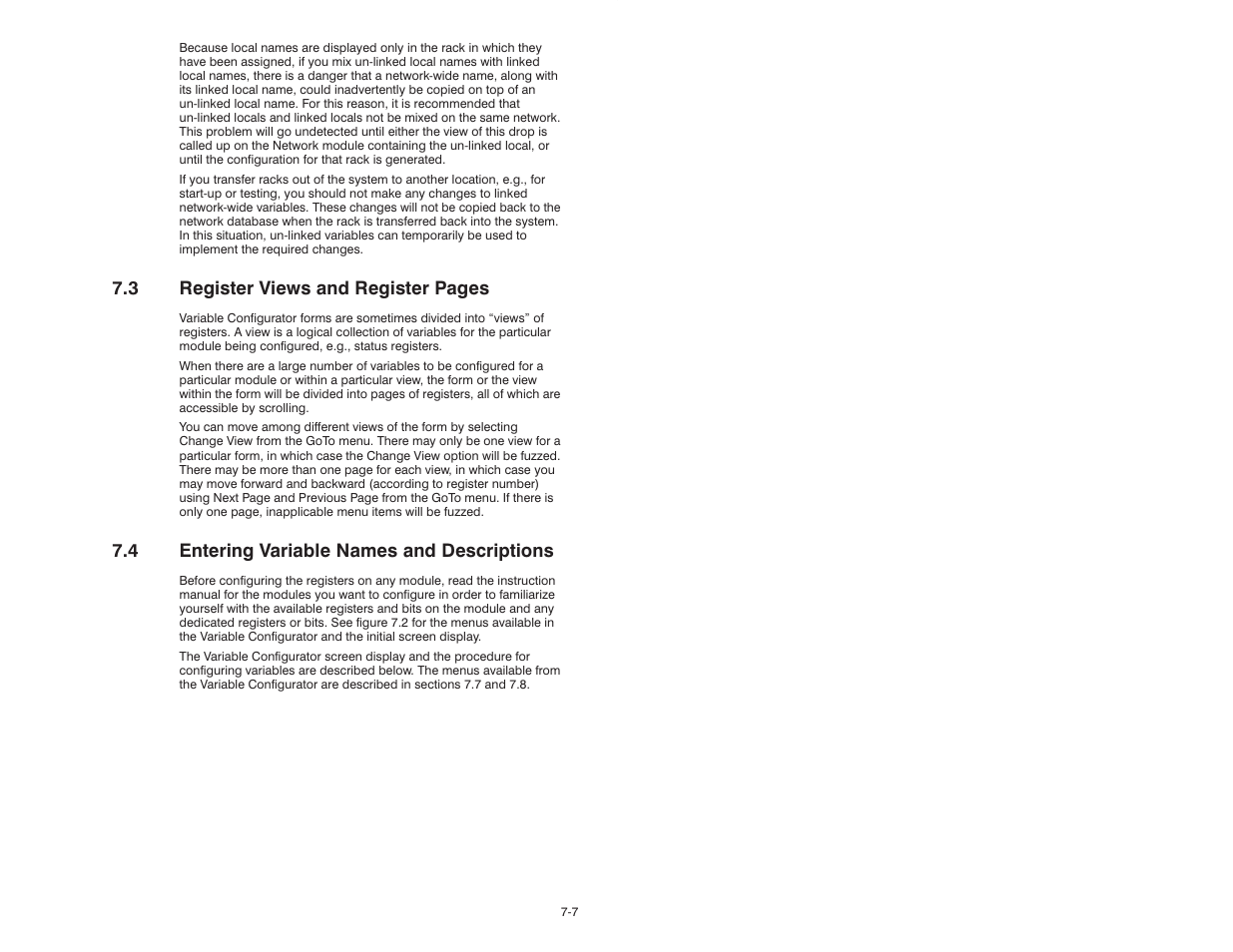 4 entering variable names and descriptions, 3 register views and register pages | Rockwell Automation 47C626 AutoMax Programming Executive V4.2 User Manual | Page 113 / 278