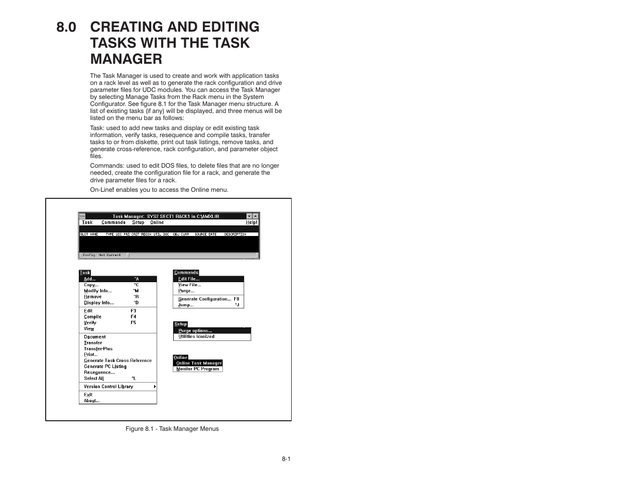 0 creating and editing tasks with the task manager | Rockwell Automation 47C626 AutoMax Programming Executive V4.2 User Manual | Page 123 / 278
