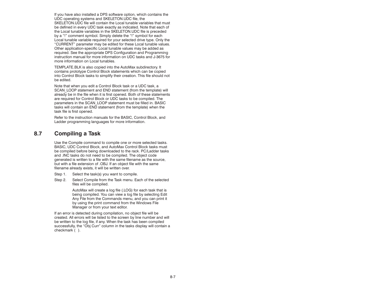 7 compiling a task | Rockwell Automation 47C626 AutoMax Programming Executive V4.2 User Manual | Page 129 / 278